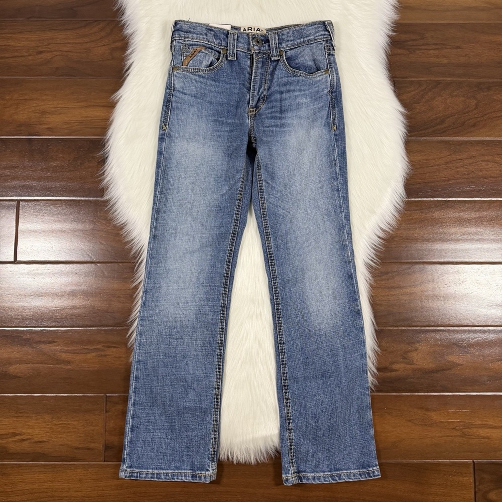 Ariat Boys Size 10 R Leonard B4 Relaxed Jones Bootcut Denim Jeans Adjustable